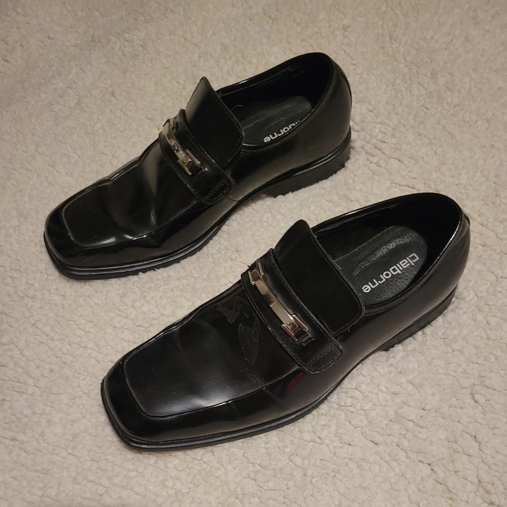 MENS CLAIBORNE LEATHER DRESS SHOES BLACK SIZE 8.5 - Picture 2 of 10